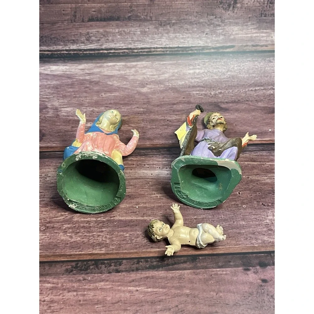 Mary,Joseph,Depose Italy,Nativity Figurines,Vintage,Set/3 Missing Manger